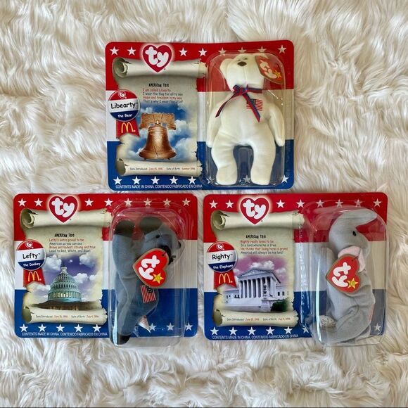 McDonald’s American Trio Ty Teenie Beanie Babies - Picture 1 of 7